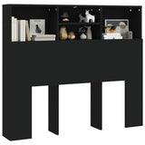 Headboard Cabinet Black Engineered Wood Medium Headboard Cabinet 811854