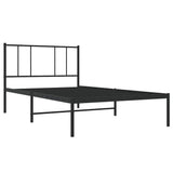 Metal Bed Frame without Mattress with Headboard Black 100x190cm 352474