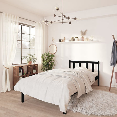 Bed Frame without Mattress Black Solid Wood Small Single 810046