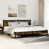 Metal Bed Frame without Mattress Smoked Oak 200x200 cm 3301384