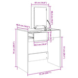 Dressing Table with Mirror Grey Sonoma 73x46.5x120 cm 848225