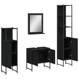 4 Piece Bathroom Cabinet Set Black Engineered Wood 3214354