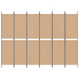 6-Panel Room Divider Beige 300 x 220 cm Fabric 42039226