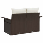 Garden Sofa with Cushion Brown 141 x 62 x 69cm Poly Rattan 42006693