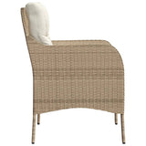 Garden Chairs with Cushions 2 pcs Beige Poly Rattan 365148