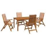 5-Piece Garden Dining Set Natural Solid Acacia Wood 3434568