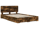 Bed Frame with Drawer Smoked Oak 135 x 190 cm Engineered Wood 3412796