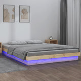 LED Bed Frame without Mattress King Size Solid Wood 819977