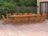 Dining Set Brown Solid Acacia Wood Large Collapsible 3086981
