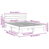 Bed Frame with Headboard without Mattress 160x200 cm Solid Wood Oak 3315724