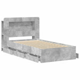 Bed Frame with Storage with Headboard Concrete Grey 75 x 190 cm 3433992