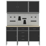 Work Cabinet with Drawer 8 pcs Black Engineered Wood and Steel 3321440