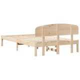 Bed Frame with Headboard Natural 140 x 190 cm Solid Pine Wood 872068