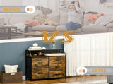 Bedroom Chest of Drawers, Industrial 5 Fabric Drawer Dresser with Open Shelf for Living Room, Rustic T3398P342302