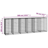 Gabion Wall with Covers Galvanised Steel 300x50x100 cm 143592