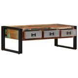 Coffee Table with 3 Drawers Solid Reclaimed Wood 100x50x35 cm 244941