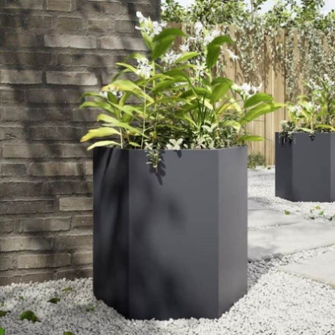 ZNTS Garden Planter Anthracite Hexagon 46x40x45 cm Steel 851112