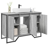 Bathroom Sink Cabinet Grey Sonoma 91x35x60 cm Engineered Wood 848662