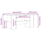 Dining Table Black Oak 180x90x76 cm Engineered Wood 862430