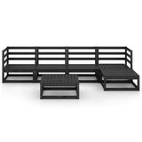 6 Piece Garden Lounge Set Black Solid Wood Pine 3075543