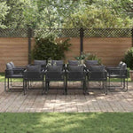 Garden Dining Set 13 pcs Black Steel 3335885
