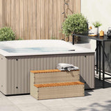 Hot Tub Step Beige 100x50x50.5 cm Poly Rattan and Solid Acacia 4103946