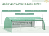 Polytunnel Greenhouse Walk-in Grow House Tent with Roll-up Sidewalls, Zipped Door and 8 Windows, T3398P318612
