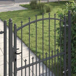 Fence Gate with Spikes Grey 125 x 100 cm Powder-coated steel 42009018