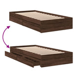 Bed Frame with Drawers without Mattress Brown Oak 90x200 cm 3280684