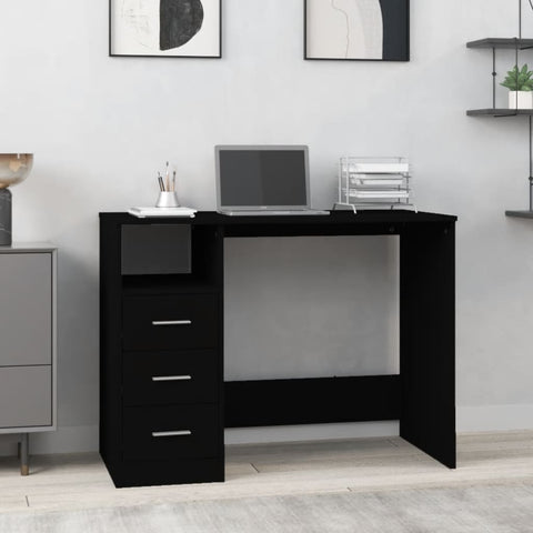 ZNTS Desk with Drawers Black 102x50x76 cm Engineered Wood 823033