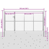 Garden Gate Steel 350x175 cm Silver 144344