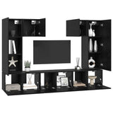 TV Cabinet Set Wall-mounted 7 pcs Black Oak Engineered Wood 3393136