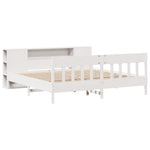 ZNTS Bookcase Bed without Mattress White 200x200cm Solid Wood Pine 3323171