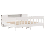 ZNTS Bookcase Bed without Mattress White 200x200cm Solid Wood Pine 3323171