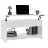 809653 Coffee Table High Gloss White 102x50x52,5 cm Engineered Wood