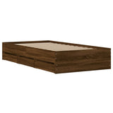 Bed Frame with Drawers without Mattress Brown Oak 100x200 cm 3207293
