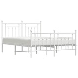Metal Bed Frame without Mattress with Footboard White 150x200cm 353606