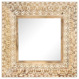 Hand-Carved Mirror 50x50x2.6 cm Solid Mango Wood 321644