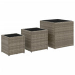 ZNTS Garden Planters 3 pcs Grey Poly Rattan 366397