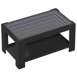 ZNTS Coffee Table with LED Black 93x53x45 cm Engineered Wood 847554