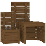 3 Piece Garden Box Set Honey Brown Solid Wood Pine 823958