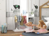 Kids Clothes Rail with Storage Shelf, Boxes, Mirror for Bedroom, Nursery, White T3398P379025