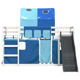 Bunk Bed without Mattress with Slide and Curtains Blue 90x200 cm 3284138