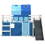 Bunk Bed without Mattress with Slide and Curtains Blue 90x190 cm Single 3284156
