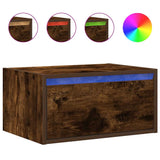 Wall-mounted Bedside Cabinet with LED Lights Smoked Oak 860219