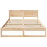 Bed Frame with Headboard Natural 160 x 200 cm Solid Pine Wood 873265