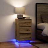 ZNTS Bedside Cabinet with LED Lights Artisan Oak 38x34x65 cm 861309