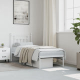 Bed Frame White Powder-Coated Steel Small Single Bed Frame 353576