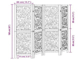 Room Divider 4 Panels Black Solid Wood Paulownia 358753