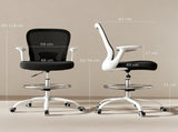 Draughtsman Chair, Mesh Drafting Chair, Ergonomic Office Chair with Flip-up Armrest, Adjustable Foot T3398P344546